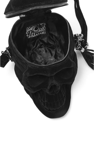 Black Velvet Skull Handbag