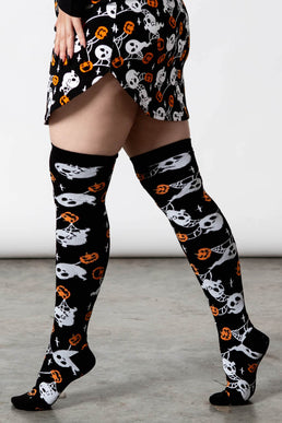 Haunted Pumpkin Knee-High Socks