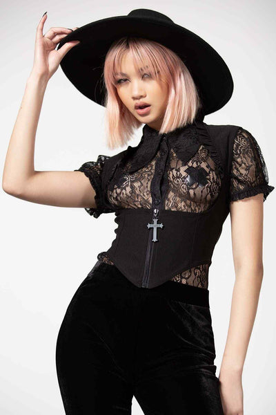 Stretchable Cotton Corset Look Crop Top