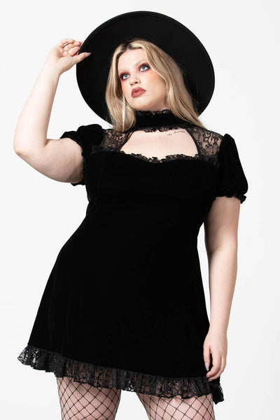 Julienne Velvet Keyhole Dress [B] [PLUS]