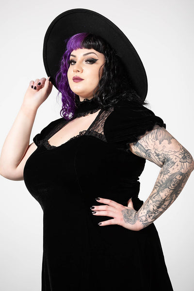 Julienne Velvet Keyhole Dress [B] [PLUS]