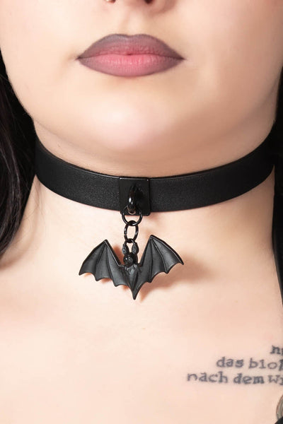 Killstar Beauty in The Dark Bat Wing Crystal Gothic Victorian Choker Necklace