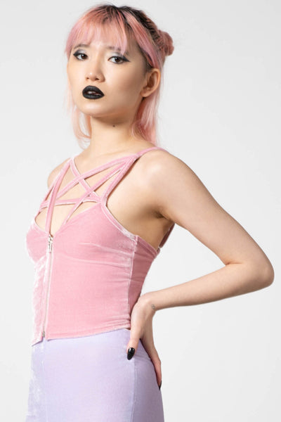 Women's Velvet Sleeveless Cami Tank Top Hot Pink XL 