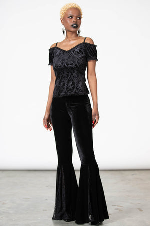 black satin bardot top