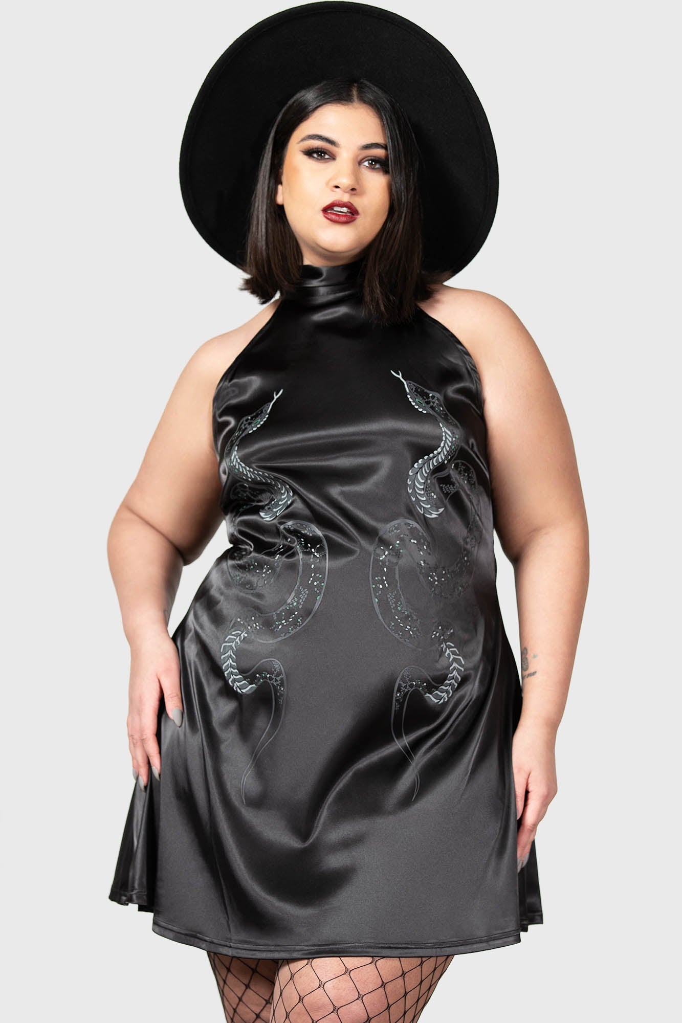Darkness Statue Print Mini Dress Plus Size, Alternative Clothing Store