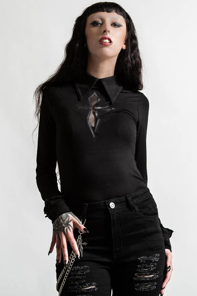 Women's t-shirt with long sleeve (top) KILLSTAR - SIndi Fishnet