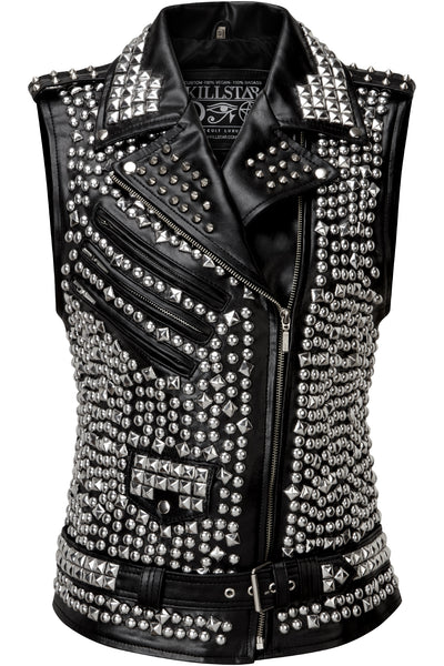 Punk Accessories Leather PU Vest, Black / F.2XL