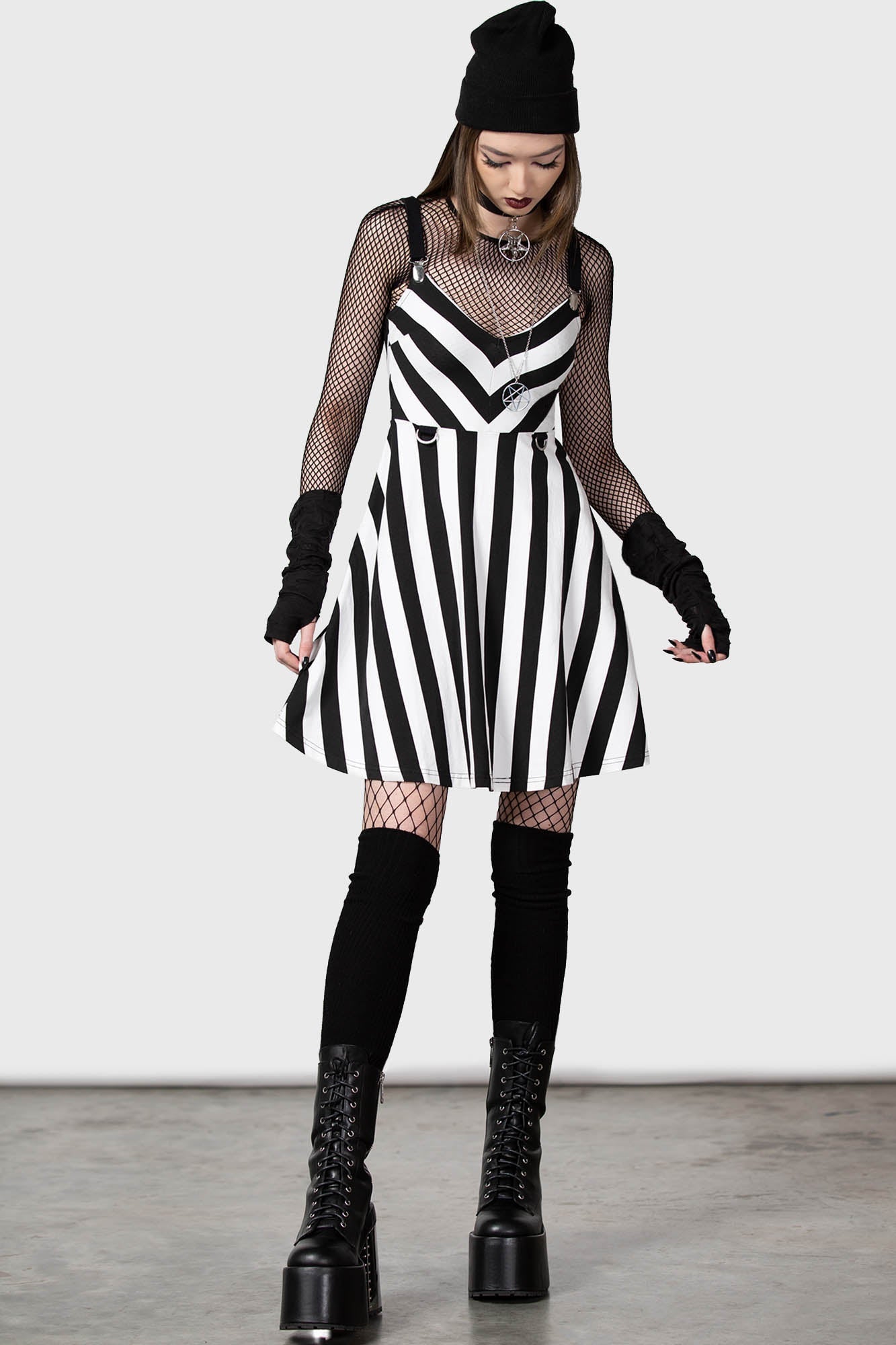 Striped dress 2024 with boots