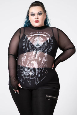 ACSUSS Women Sheer Mesh Open Bust Underwire Crop Top Nightwear Long Sleeve  T-Shirt Tops Black S at  Women's Clothing store