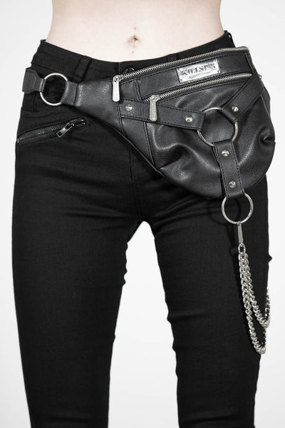 Harley-Davidson Women's Heavy Metal Leather Hip Bag w/Detachable Strap -  Black