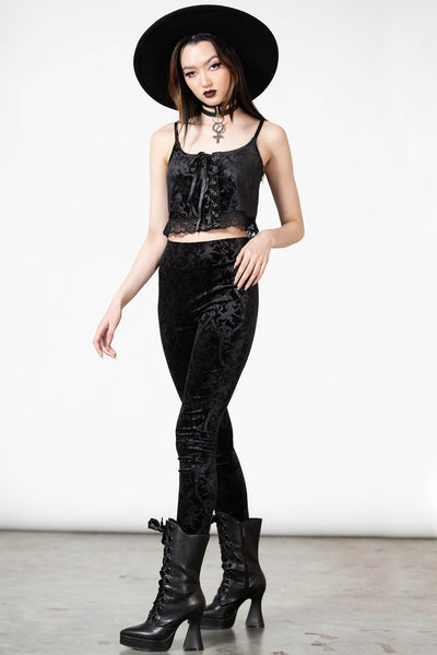 Black Velvet Tank & Leggings Outfit XS
