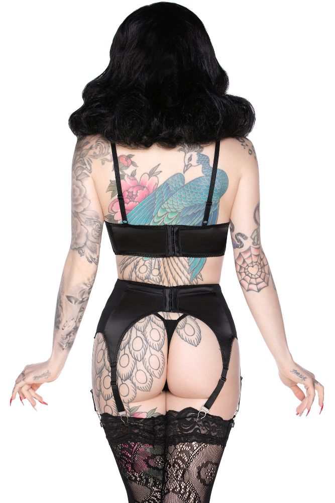 Sexy Women One-Piece Lingerie Gothic Black Bustiers Garter Belt